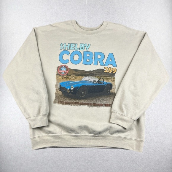 Shelby Cobra Other - Shelby Cobra Sweatshirt Mens Large Beige Graphic Crewneck Car Racing Pullover